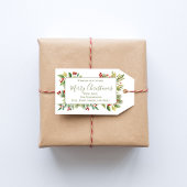 Vrolijk kerstrood Holly groen Cadeaulabel