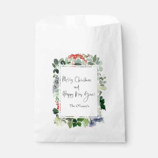 Vrolijk kerstrood Holly Modern script Bedankzakje (Voorkant)