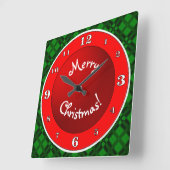 Vrolijk kerstrood in groen vierkante klok (Hoek)