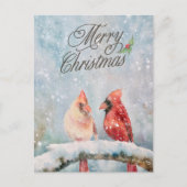 Vrolijk kerstrood kardinaal in de sneeuw feestdagenkaart (Voorkant)