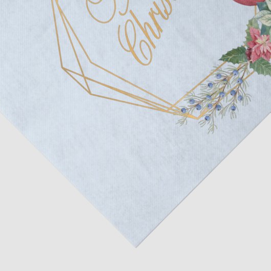 Vrolijk kerstrood kardinaal, Poinsettia, Berries Tissuepapier (Detail)