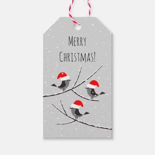 Vrolijk kerstrood kerstfeest met Labels met sneeuw Cadeaulabel (Voorkant)