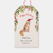 Vrolijk kerstrood kerstkerstcadeau, Labels met cad Cadeaulabel (Achterkant)