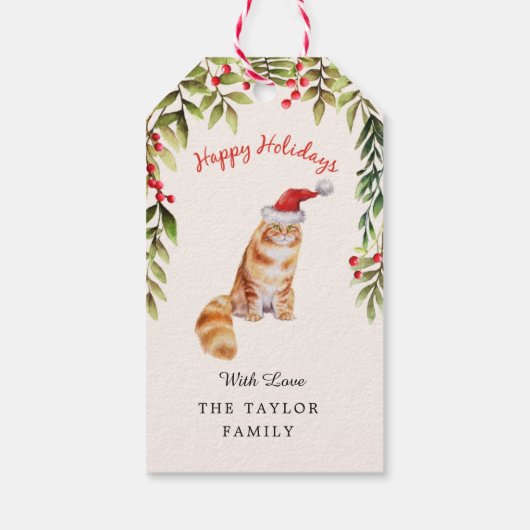 Vrolijk kerstrood kerstkerstcadeau, Labels met cad Cadeaulabel (Achterkant)