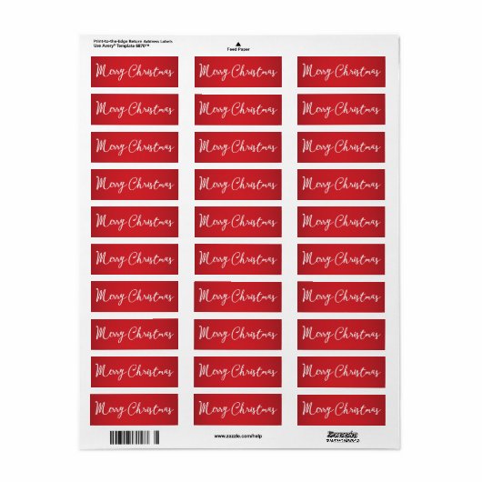 Vrolijk kerstrood kleine labels (Full Sheet)