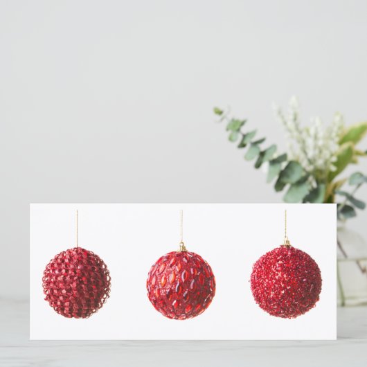 Vrolijk kerstrood Kogels versieren met tekst (Staand voorkant)
