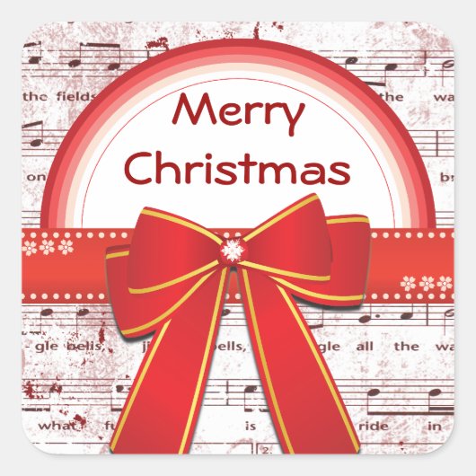 Vrolijk kerstrood lint notities Sticker (Voorkant)