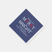 Vrolijk kerstrood marineblauw Eenvoudig MInimalist Servet (Hoek)