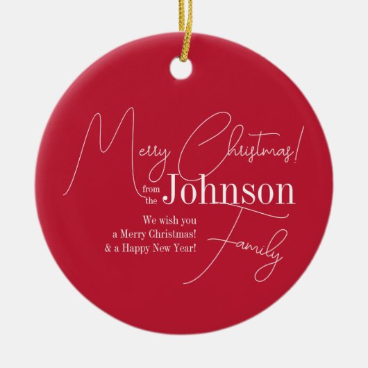 Vrolijk kerstrood Matin Keramisch Ornament (Voorkant)