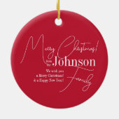 Vrolijk kerstrood Matin Keramisch Ornament (Achterkant)