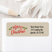 Vrolijk kerstrood met Folie Moderne Script Kraft Etiket (Insitu)