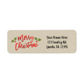 Vrolijk kerstrood met Folie Moderne Script Kraft Etiket (Voorkant)