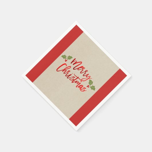 Vrolijk kerstrood met Folie Moderne Script Kraft Servet (Hoek)
