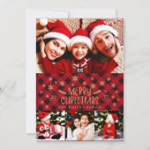 Vrolijk kerstrood met gouden sneeuwvlokken 4 Foto' Feestdagenkaart (Voorkant)