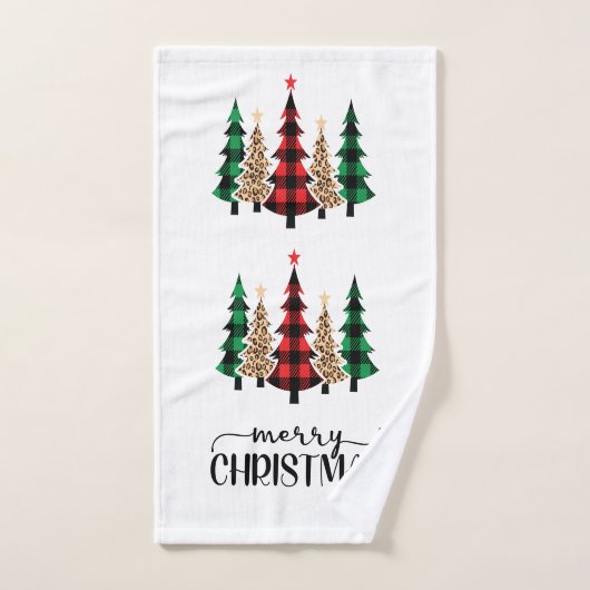 Vrolijk kerstrood met groene vleugels bad handdoek (Handdoek)