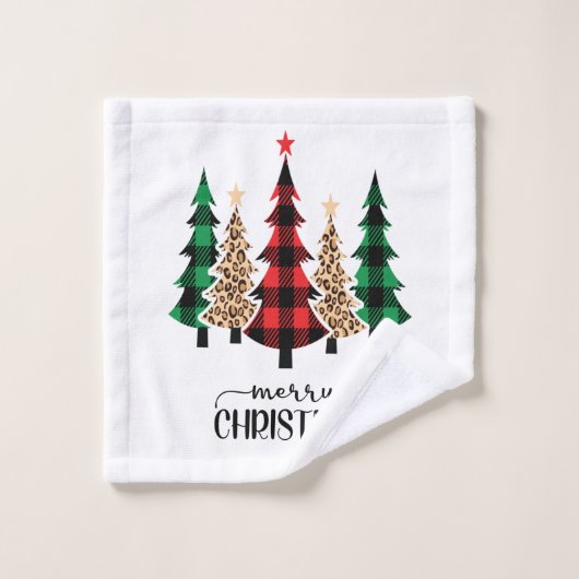 Vrolijk kerstrood met groene vleugels bad handdoek (Wasdoekje)