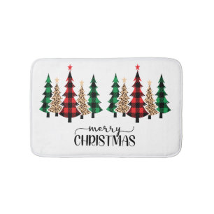 Vrolijk kerstrood met groene vleugels badmat