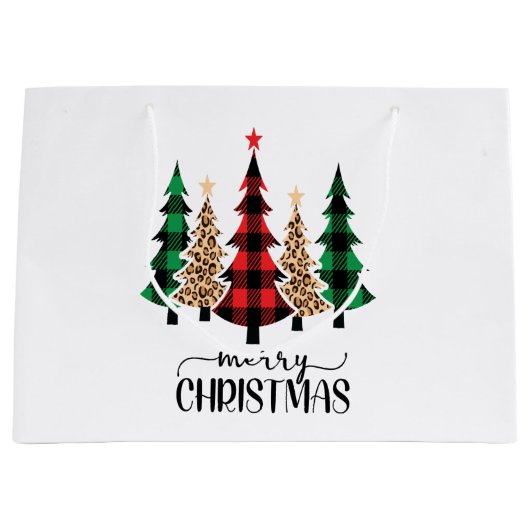 Vrolijk kerstrood met groene vleugels groot cadeauzakje (Voorkant)