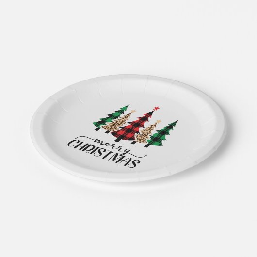 Vrolijk kerstrood met groene vleugels papieren bordje (Gekanteld)