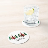 Vrolijk kerstrood met groene vleugels ronde kartonnen onderzetter (Insitu)