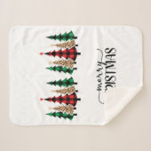 Vrolijk kerstrood met groene vleugels sherpa deken (Voorkant (horizontaal))