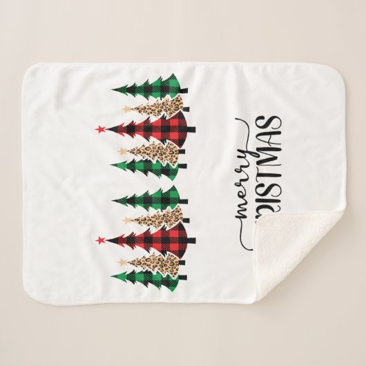 Vrolijk kerstrood met groene vleugels sherpa deken (Voorkant (horizontaal))