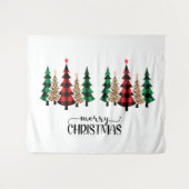 Vrolijk kerstrood met groene vleugels wandkleed (Voorkant (horizontaal))