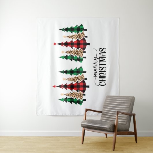 Vrolijk kerstrood met groene vleugels wandkleed (In situ)