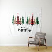 Vrolijk kerstrood met groene vleugels wandkleed (In Situ (horizontaal))