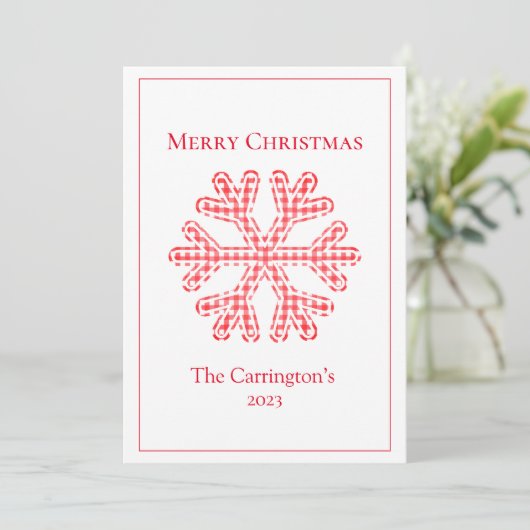 Vrolijk kerstrood met snowflake Rustic (Staand voorkant)