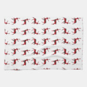 Vrolijk kerstrood met tartan renderend patroon theedoek (Horizontaal)