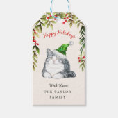 Vrolijk kerstrood met vetkatten cadeaulabel (Voorkant)
