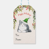 Vrolijk kerstrood met vetkatten cadeaulabel (Achterkant)