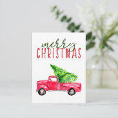 Vrolijk kerstrood met Waterverf Eenvoudig Feestdagenkaart (Staand voorkant)