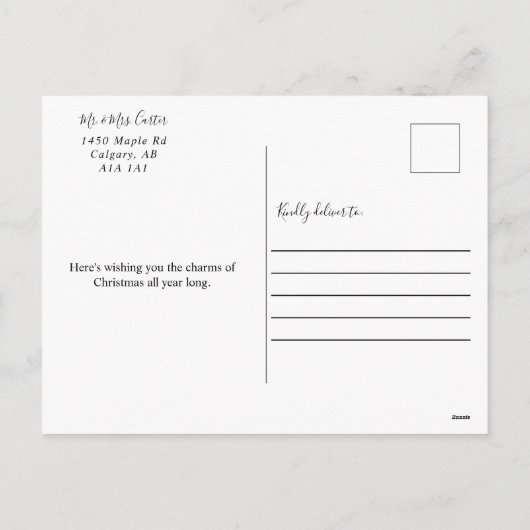 Vrolijk kerstrood met Waterverf Eenvoudig Feestdagenkaart (Achterkant)