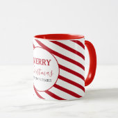 Vrolijk kerstrood met witte strepen Snoep Mok (Voorkant rechts)