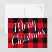 Vrolijk kerstrood met zwarte buffelplaat briefkaart (Voorkant / Achterkant)