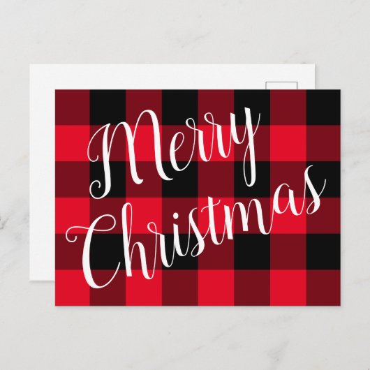 Vrolijk kerstrood met zwarte buffelplaat briefkaart (Voorkant / Achterkant)