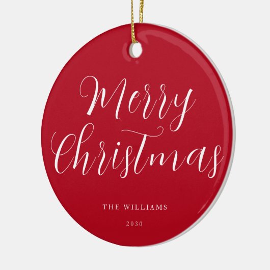 Vrolijk kerstrood minimalist keramisch ornament (Links)