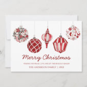 Vrolijk kerstrood Ornament Feestdagenkaart (Voorkant)