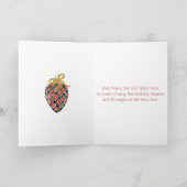 Vrolijk kerstrood Ornament Kaart (Binnen)