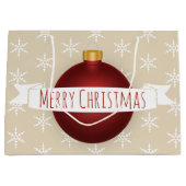 Vrolijk kerstrood Ornament, lint en sneeuwvlokken Groot Cadeauzakje (Voorkant)