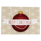 Vrolijk kerstrood Ornament, lint en sneeuwvlokken Groot Cadeauzakje (Achterkant)