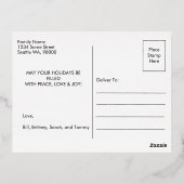 Vrolijk kerstrood Ornament met naam Folie Feestdagen Briefkaart (Achterkant)