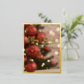 Vrolijk kerstrood Ornament met naam Folie Feestdagen Briefkaart (Staand Voorkant)