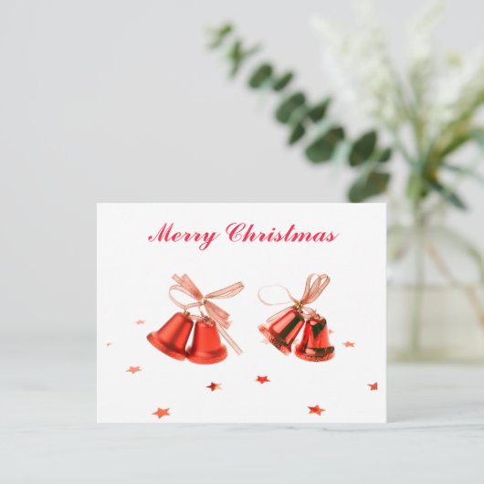 Vrolijk kerstrood ornament met sterren feestdagenkaart (Staand voorkant)