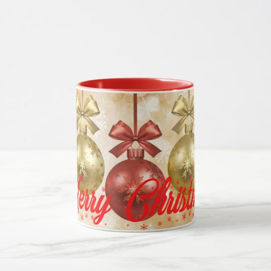 Vrolijk kerstrood Ornamenten Snowflakes Mok (Midden)