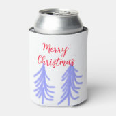Vrolijk kerstrood paarse pastel dennenboom waterc blikjeskoeler (Blikje Voorkant)