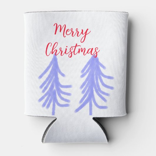 Vrolijk kerstrood paarse pastel dennenboom waterc blikjeskoeler (Voorkant)