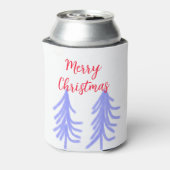 Vrolijk kerstrood paarse pastel dennenboom waterc blikjeskoeler (Blikje Achterkant)